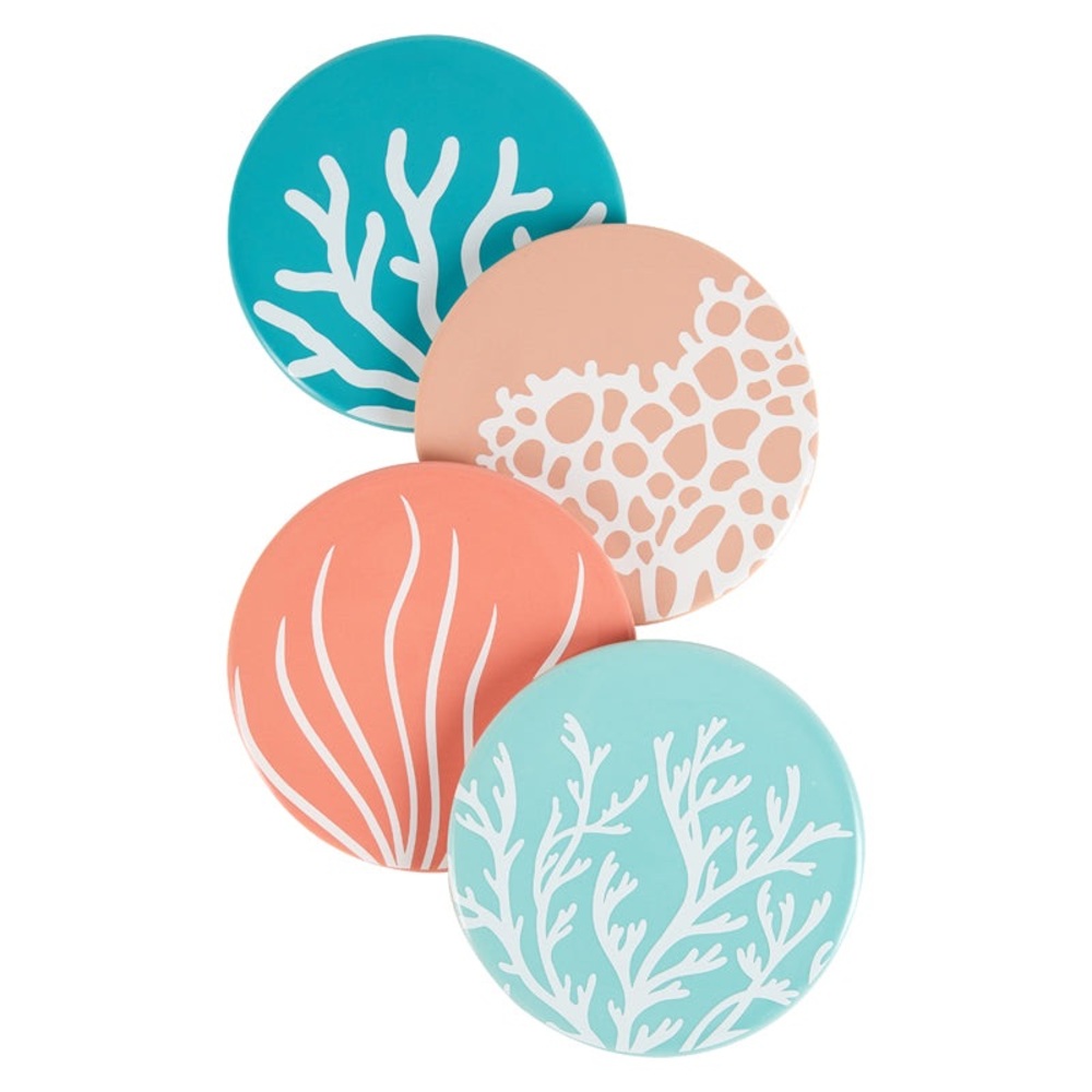 Chic & Tonic Set of 4 Coral Sea Collection Ceramic Coasters